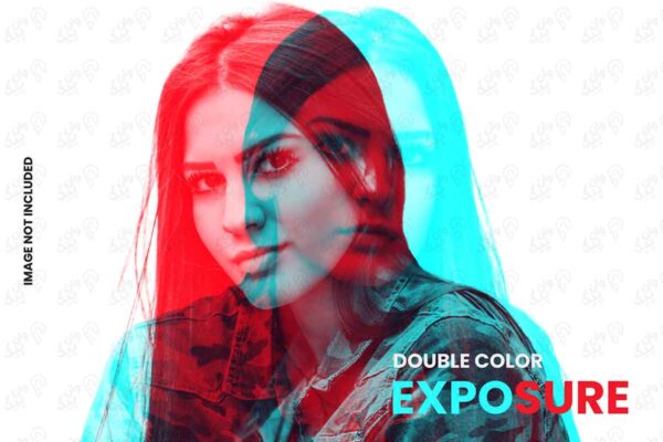 افکت عکس دابل اکسپوژر (Double Exposure) الگوی افکت عکس با نوردهی دو رنگ (PSD)