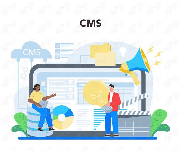 وکتور نماد سرویس آنلاین مدیریت محتوا CMS